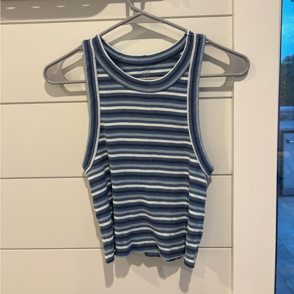 AERIE Striped Sleeveless Ribbed Top